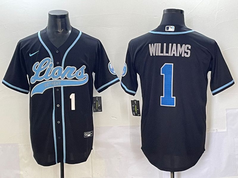 Men 2025 Detroit Lions #1 Williams Black  joint name 2024 Nike Limited NFL Jersey style 7->denver broncos->NFL Jersey